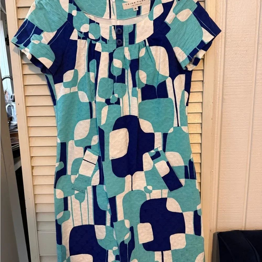 Trina Turk Turquoise and Navy Dress